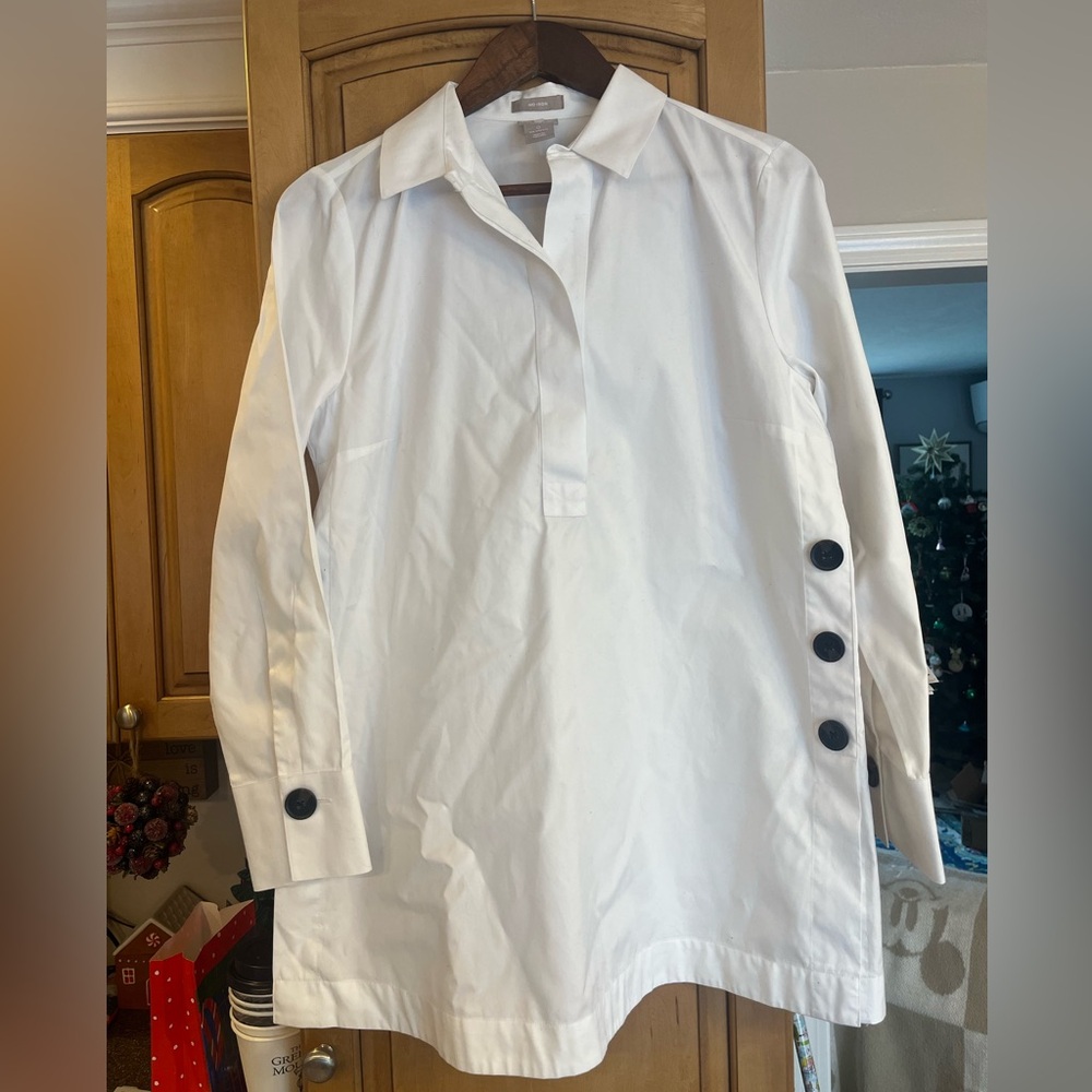 Chico's White Cotton Button Down No-Iron Blouse Size 0 (U.S 4/6)
